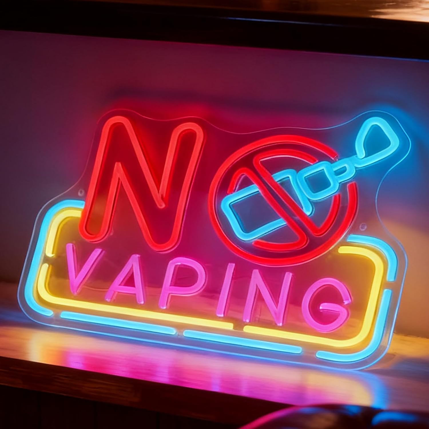 Vaping Shop - Neon LED „No Vaping” zasilany przez